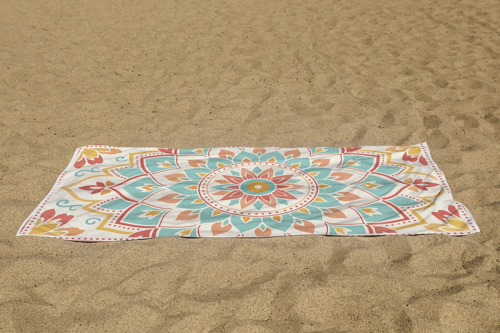 white beach towel psd mockup laying on the sand white beach towel psd mockup laying on the sand