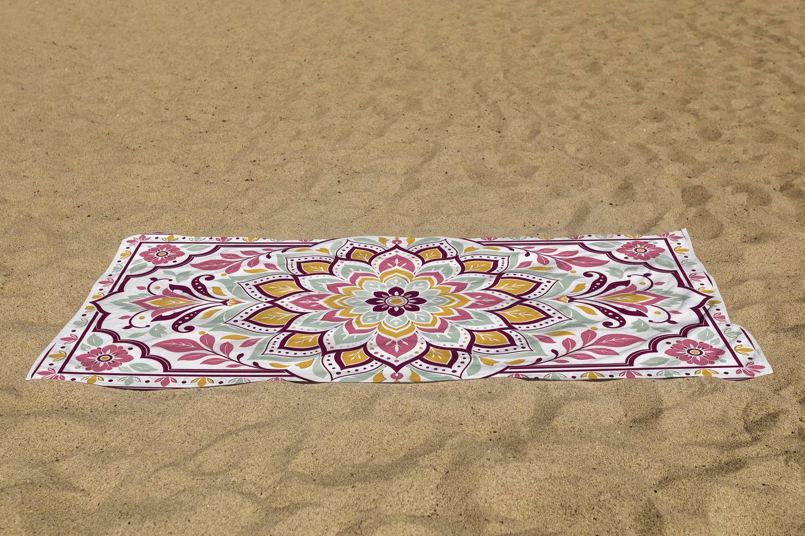 white beach towel psd mockup laying on the sand white beach towel psd mockup laying on the sand